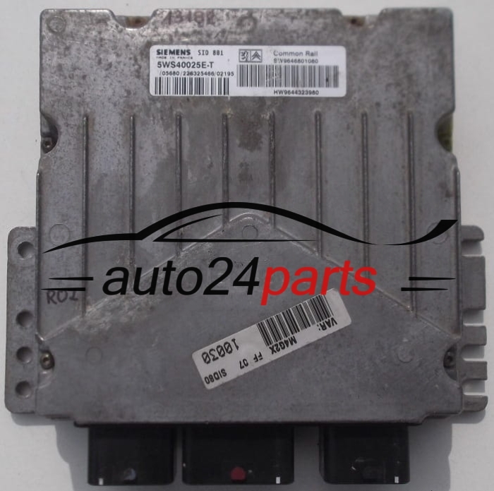 PEUGEOT CITROEN SIEMENS SID 801 5WS40025E-T, 5WS40025ET, SW 9646801080, HW 9644323980