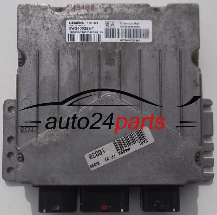 PEUGEOT CITROEN SIEMENS SID 801 5WS40025E-T, 5WS40025ET, SW 9646801080, HW 9644323980