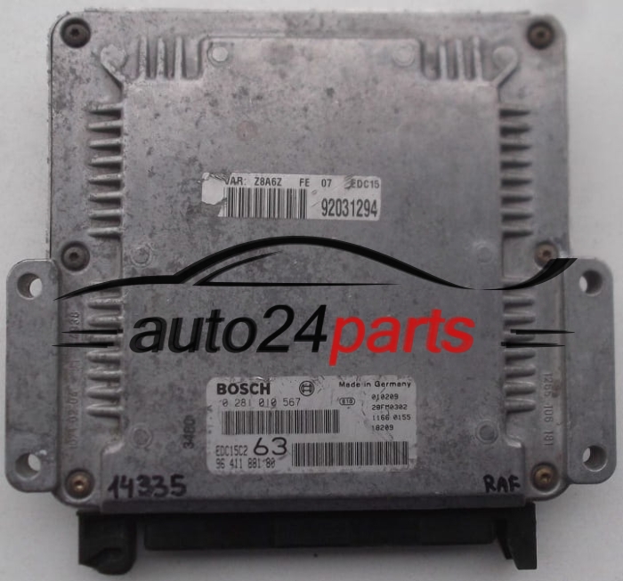 PEUGEOT 607 2.2 HDI BOSCH 0 281 010 567, 0281010567, 28FM0000, 96 411 881 80, 9641188180, EDCI5C2 63