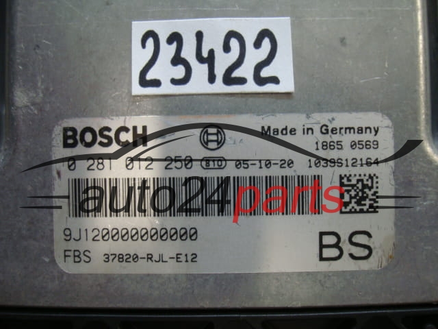 KOMPUTER STEROWNIK SILNIKA HONDA FRV FR-V 2.2 BOSCH 0281012250, 0 281 012 250, 37820-RJL-E13, 37820RJLE13 BS