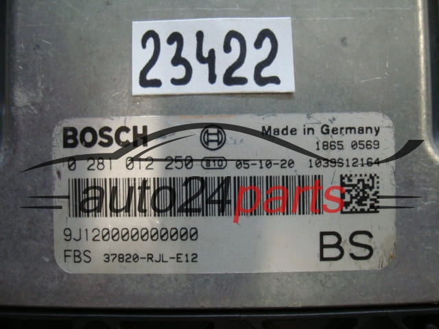 KOMPUTER STEROWNIK SILNIKA HONDA FRV FR-V 2.2 BOSCH 0281012250, 0 281 012 250, 37820-RJL-E13, 37820RJLE13 BS