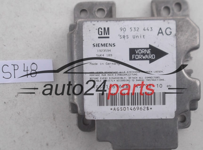 STEROWNIK MODUL PODUSZEK POWIETRZNYCH OPEL CORSA B GM 90 532 443 AG