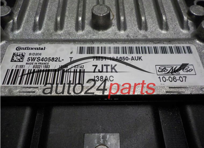 KOMPUTER STEROWNIK SILNIKA FORD 7M51-12A650-AUK, 7M5112A650AUK, 5WS40582L-T, 5WS40582LT, SID206