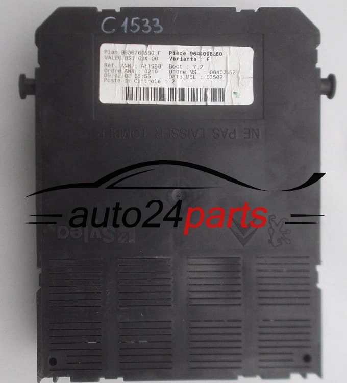 BSI CITROEN PEUGEOT VALEO 9636760580 F, 9636760580F, 9644098380