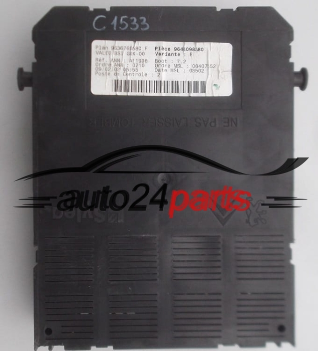 BSI CITROEN PEUGEOT VALEO 9636760580 F, 9636760580F, 9644098380