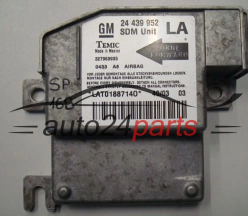 STEROWNIK MODUL PODUSZEK POWIETRZNYCH OPEL CORSA C GM 24 439 952 LA, 24439952, 24439952LA, Temic 327963935