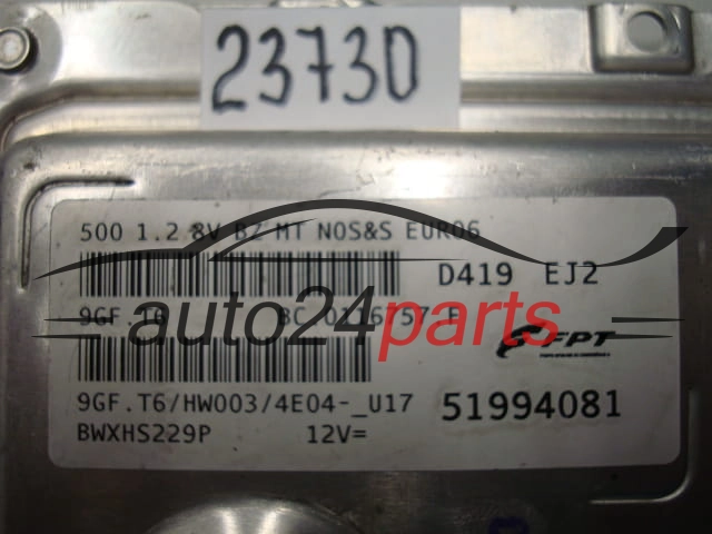 Komputer sterownik silnika Fiat 500 1.2 8V benzyna Magneti Marelli 9GF.T6 51994081 BC.0116757.F Euro 6