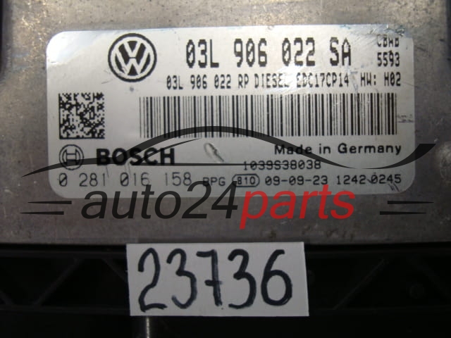 Sterownik silnika Volkswagen Tiguan 2.0 TDI 0281016158 03L906022SA – zdjęcie 2