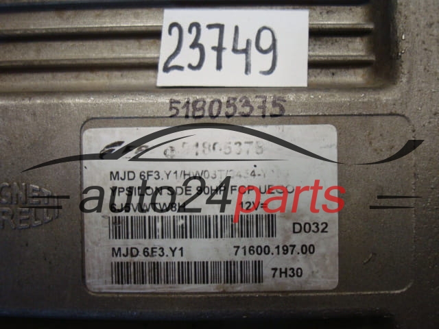 KOMPUTER STEROWNIK SILNIKA LANCIA YPSILON 1.3 MJD 51805375, MJD 6E3.Y1, MJD6E3Y1