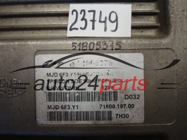 KOMPUTER STEROWNIK SILNIKA LANCIA YPSILON 1.3 MJD 51805375, MJD 6E3.Y1, MJD6E3Y1