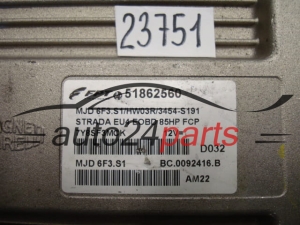 Sterownik silnika Fiat Strada 1.3 Multijet 85 KM Magneti Marelli MJD 6F3.S1 51862560 HW03R