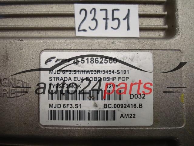 KOMPUTER STEROWNIK SILNIKA FIAT 1.3 JTDM 51862560, MJD 6F3.S1, MJD6F3S1