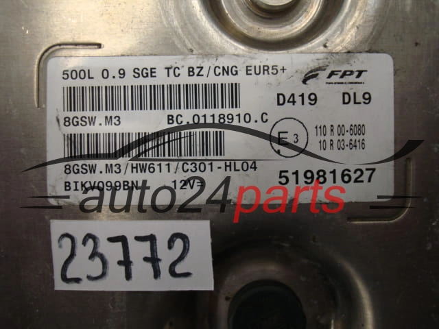 Sterownik silnika Fiat 500L 0.9 TwinAir Turbo Benzyna CNG Magneti Marelli 8GSW.M3 51981627 BC.0118910.C