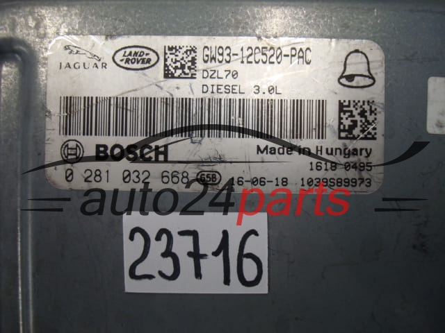 JAGUAR LAND ROVER 3.0 D BOSCH 0 281 032 668, 0281032668, GW93-12C520-PAC, GW9312C520PAC