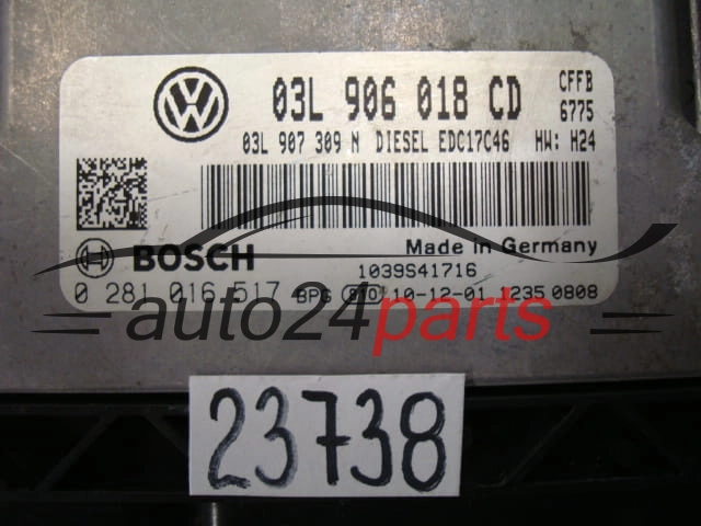 VW VOLKSWAGEN TIGUAN BOSCH 0 281 016 517, 0281016517, 03L 906 018 CD, 03L906018CD, EDC17C46