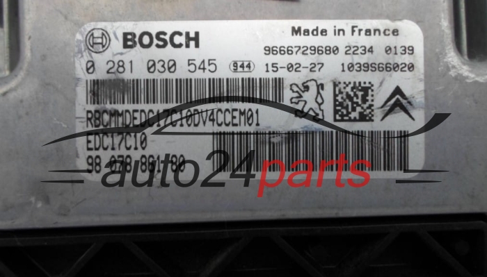 MOTORSTEUERGERÄT ECU STEUERGERAT CITROEN PEUGEOT 1.4 HDI BOSCH 0 281 030 545, 98 078 861 80