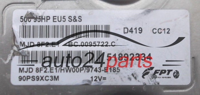 MOTORSTEUERGERÄT ECU STEUERGERÄT  FIAT 500 1.3 JTD MAGNETI MARELLI MJD 8F2.E1