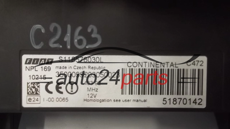 CENTRALKA MODUL BSI FIAT PANDA CONTINENTAL S118578030L, 51870142