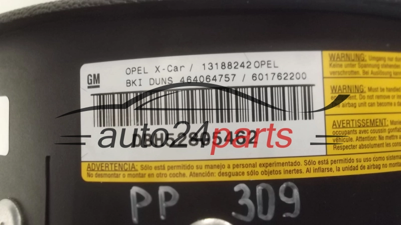 AIR BAG PODUSZKA POWIETRZNA KIEROWCY AIRBAG W KIEROWNICE OPEL COMBO CORSA C TIGRA B MERIVA A 13188242