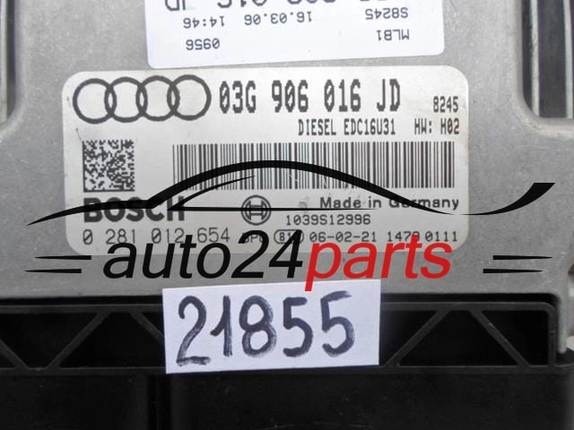 AUDI A4 2.0 TDI BRE 03G906016JD, BOSCH 0 281 012 654, 0281012654, DIESEL EDC16U31