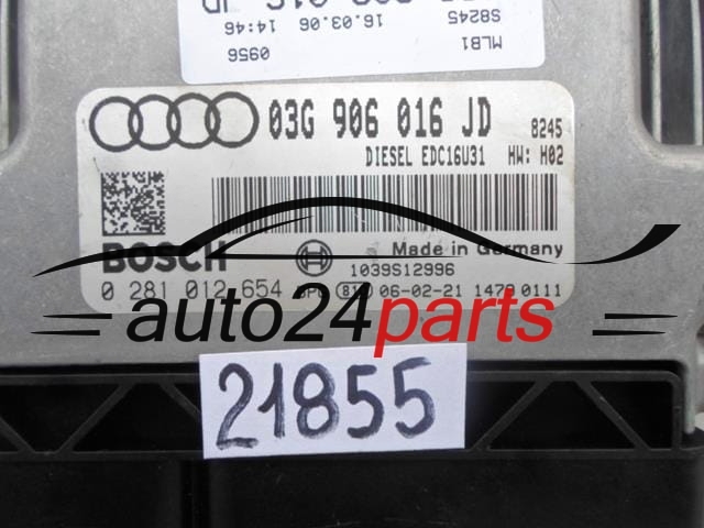 AUDI A4 2.0 TDI BRE 03G906016JD, BOSCH 0 281 012 654, 0281012654, DIESEL EDC16U31