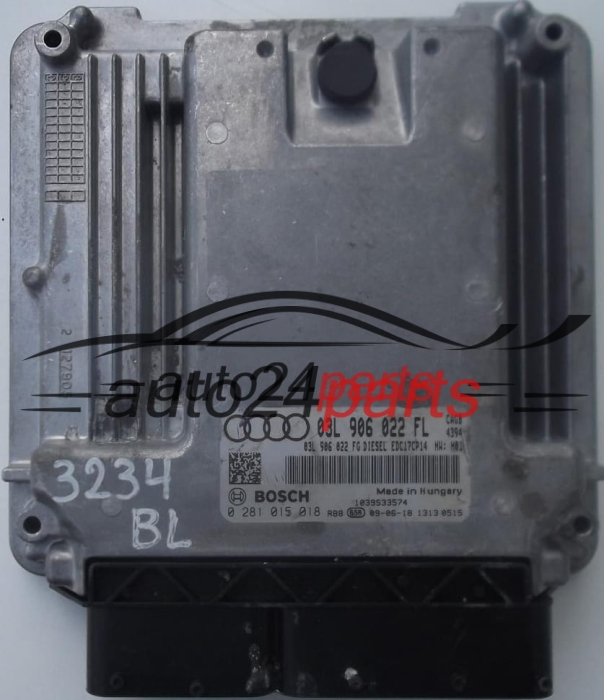 AUDI A6 2.0 TDI 03L 906 022 FL, 03L906022FL, 03L906022FG, 03L 906 022 FG, BOSCH 0 281 015 018, 0281015018, DIESEL EDC17CP14 CAGB 4394, 1039S33574