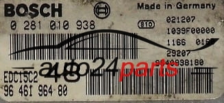 CITROEN C5 2.2 HDI BOSCH 0281010938,  9646196480, 96 461 964 80, 9640938180 EDC15C2 48