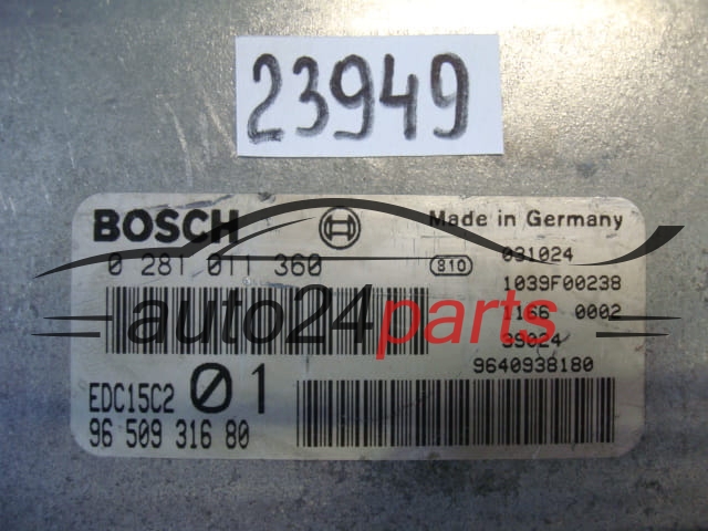 KOMPUTER STEROWNIK SILNIKA PEUGEOT 406 COUPE 2.0 HDI BOSCH 0281011360 9650931680 9640938180 EDC15C2 01 1039F00238