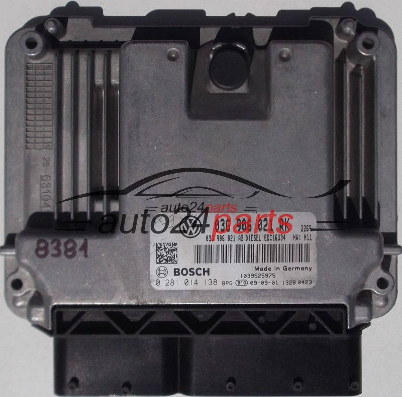 VW VOLKSWAGEN TOURAN 1.9 TDI 03G906021RK, 03G 906 021 RK, 03G906021AB, 03G 906 021 AB, BOSCH 0 281 014 138, 0281014138, DIESEL EDC16U34 2269 1039S25975