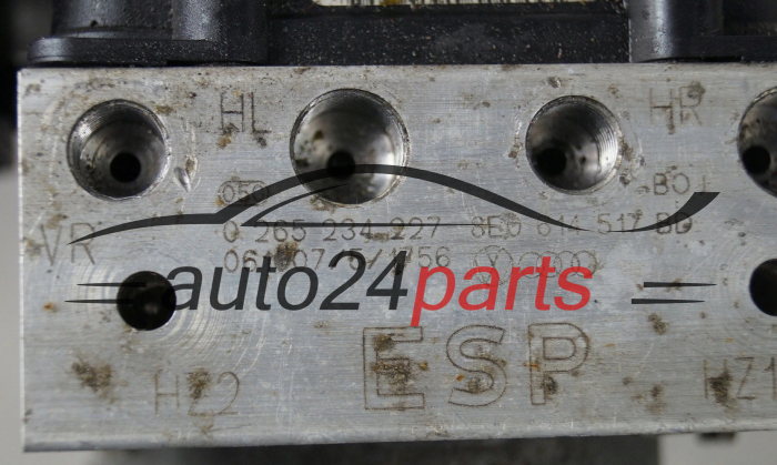 Pompe ABS et calculateur  AUDI BOSCH 0265234227, 8E0614517BD, 0265950414, 8E0910517G