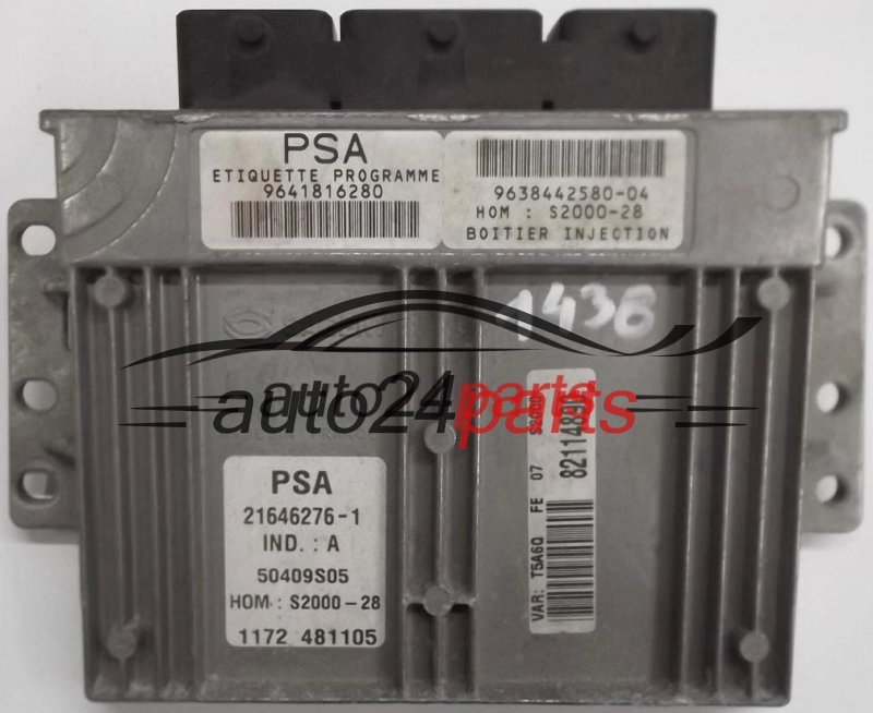 PEUGEOT 307 1.4 16V 9641816280, 9638442580-04, HOMS2000-28, 21646276-1