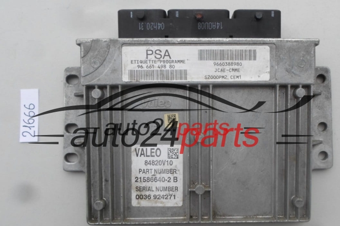 PEUGEOT 1.4 84820V10, 21586640-2 B, 96 661 498 80, 9666149880, 9660388980