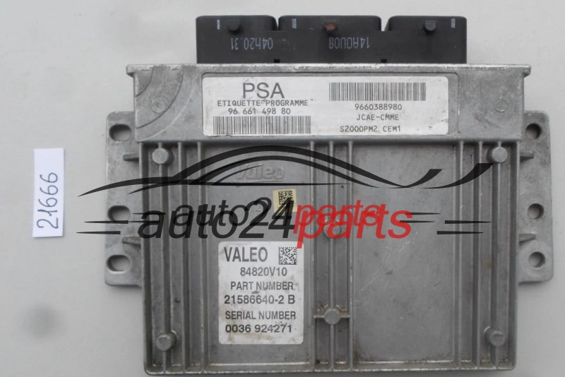 PEUGEOT 1.4 84820V10, 21586640-2 B, 96 661 498 80, 9666149880, 9660388980