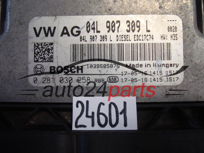 KOMPUTER STEROWNIK SILNIKA AUDI A4 2.0 TDI BOSCH 0 281 030 258, 0281030258, 04L 907 309 L, 04L907309L, EDC17C74