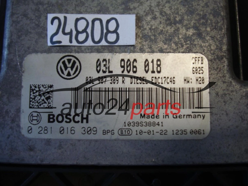 VW VOLKSWAGEN GOLF 2.0 TDI BOSCH 0 281 016 309, 0281016309, 03L 906 018, 03L906018