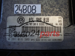 VW VOLKSWAGEN GOLF 2.0 TDI BOSCH 0 281 016 309, 0281016309, 03L 906 018, 03L906018