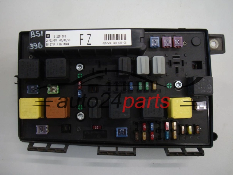 SKRZYNKA ELEKTRYCZNA PRZEKAŻNIKÓW I BEZPIECZNIKÓW MODUŁ NADWOZIA CENTRALKA KOMFORTU BSI PRZEDNIA OPEL ASTRA H ZAFIRA B 13205783 FZ 13 205 783, 5DK008668-28, 5DK 008 668-28
