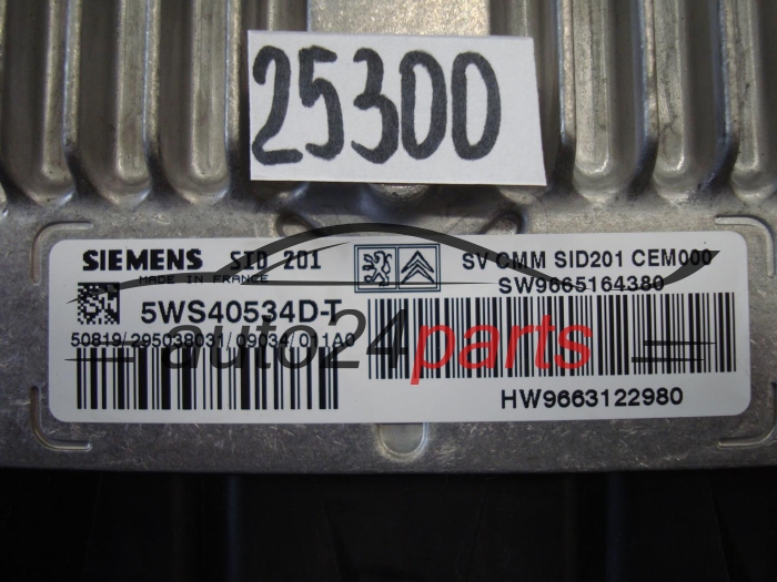 KOMPUTER STEROWNIK SILNIKA CITROEN C5 2.7 HDI SIEMENS 5WS40534D-T, 5WS40534DT, SW 9665164380, HW 9663122980, SID201