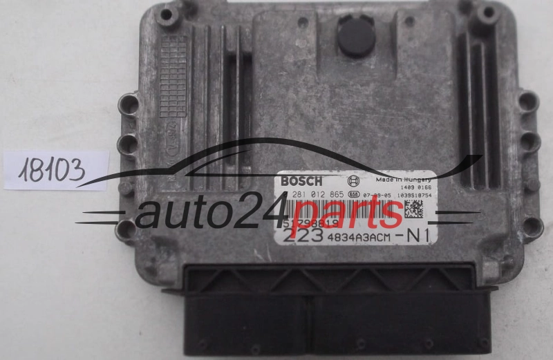 KOMPUTER STEROWNIK SILNIKA FIAT DOBLO 1.9 JTD, BOSCH 0 281 012 865, 0281012865, 51798819