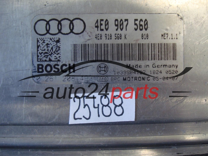 KOMPUTER STEROWNIK SILNIKA AUDI BOSCH 0 261 208 493 , 0261208493, 4E0907560, ME7.1.1