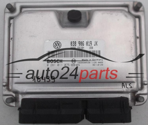 MOTORSTEUERGERÄT ECU STEUERGERÄT VW VOLKSWAGEN POLO 1.9 TDI BOSCH 0 281 011 075, 0281011075, 038 906 019 JK, 038906019JK