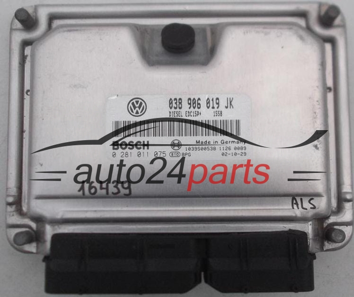 MOTORSTEUERGERÄT ECU STEUERGERÄT VW VOLKSWAGEN POLO 1.9 TDI BOSCH 0 281 011 075, 0281011075, 038 906 019 JK, 038906019JK