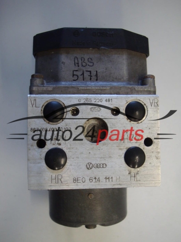 Bomba de abs AUDI VW SKODA BOSCH 0 265 220 481, 0265220481, 8E0 614 111 H, 8E0614111H, 0 273 004 286, 0273004286