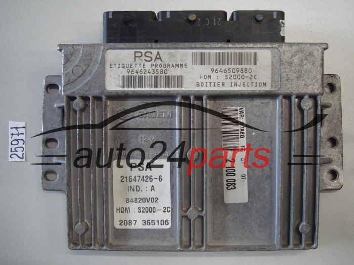 KOMPUTER STEROWNIK SILNIKA CITROEN XSARA 1.4 SAGEM 21647426-6, 216474266, 9646243580, 9646509880