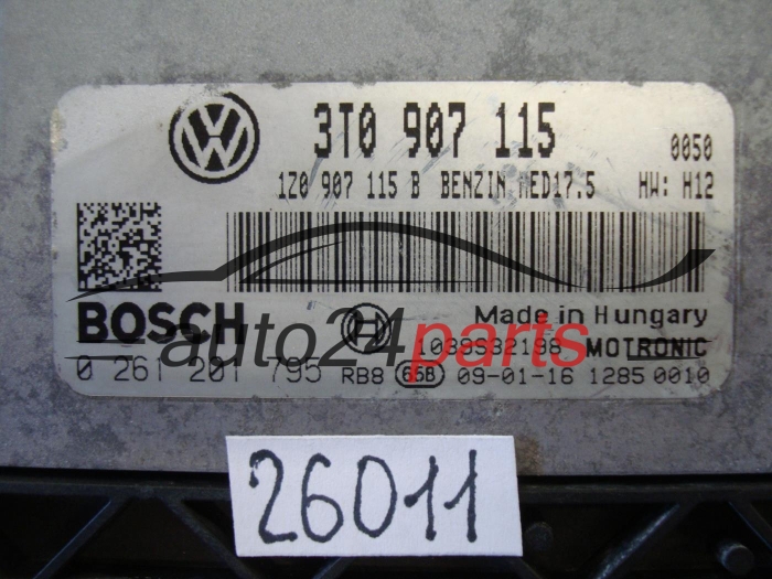 KOMPUTER STEROWNIK SILNIKA SKODA BOSCH 0 261 201 795, 0261201795, 3T0907115, MED17.5