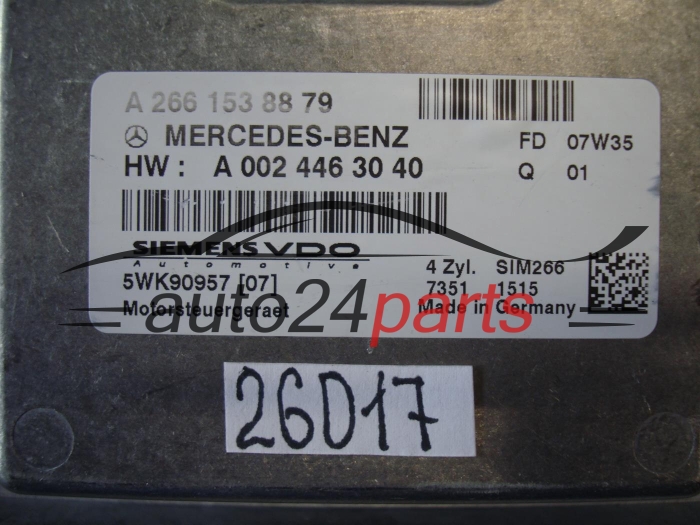 MERCEDES W 169 SIEMENS 5WK90957, A 266 153 08 79, A2661530879, A 002 446 30 40, A0024463040
