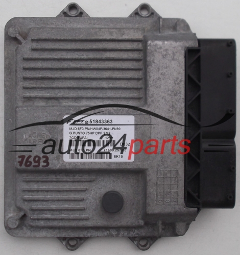 ECU ENGINE CONTROLLER FIAT GRANDE PUNTO 1.3, 51843363, MJD6F3PN, 7160025700