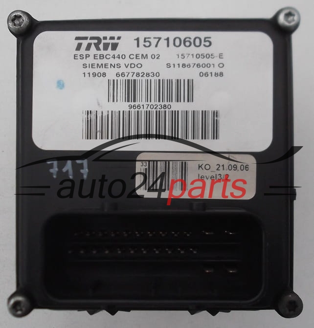 BOMBA HIDRAULICA Y CENTRALITA ABS PEUGEOT 407 SIEMENS VDO S118676001O, TRW 15710605, 15710505E, 9661702380