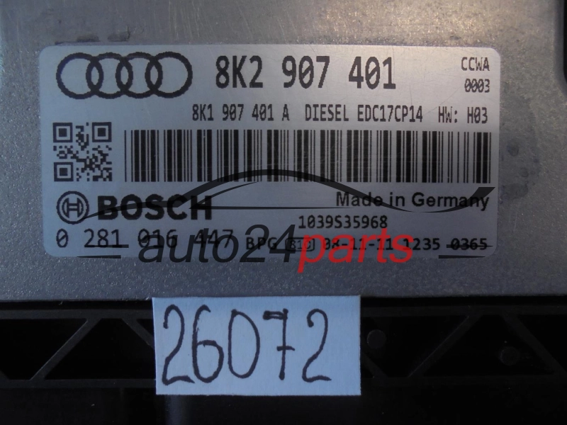 AUDI BOSCH 0 281 016 447, 0281016447, 8K2907401, EDC17CP14