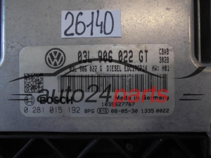 Μονάδα Ελέγχου Κινητήρα VOLKSWAGEN BOSCH 0281015192 03L906022GT EDC17CP14
